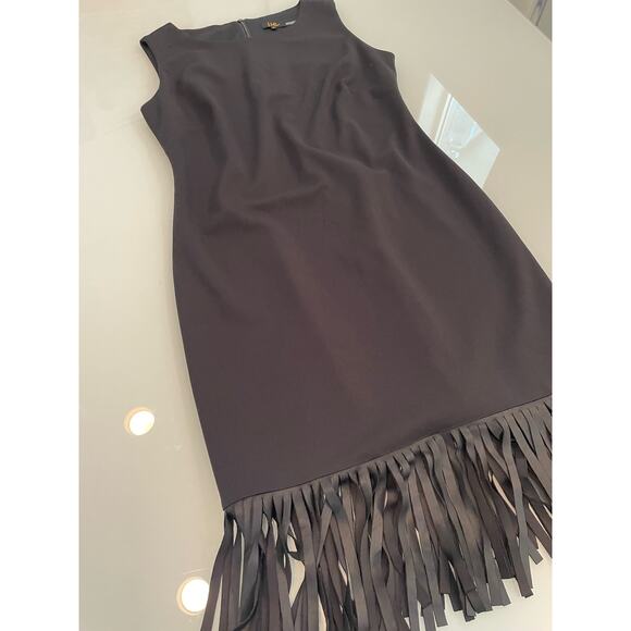 ILE New York Sleeveless Midi Fringe Dress Size 6 Black - Picture 2 of 5